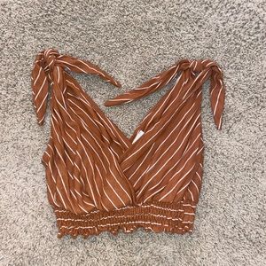 brown striped tie top